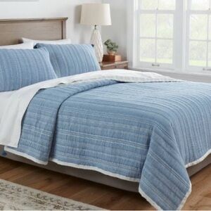 Threshold Matelassé stitched striped quilt